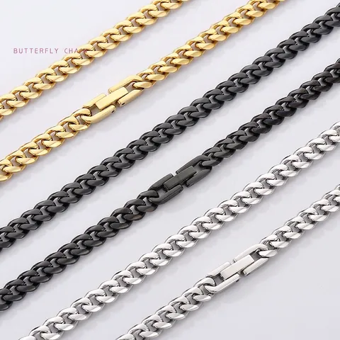 Collar de Eslabón Cubano de Acero Inoxidable Minimalista para Hombre Mujer Moda Unisex Joyería de Cadena Geométrica Streetwear