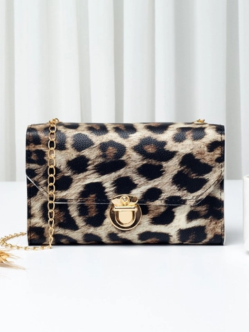 Women Crossbody Bag PU Leather Animal Print Leopard Zebra Snake Gold Chain Metal Lock Mini Square Fashion Shoulder Bag