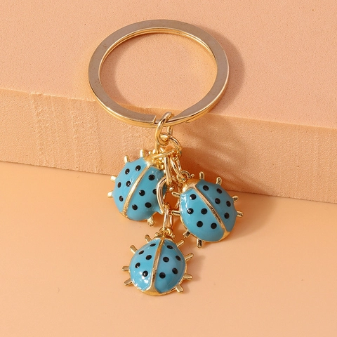 Portachiavi Coccinella Carino Smalto Lega Multi-Ciondolo Ciondolo Borsa Anello In Metallo Dorato Accessorio Cartone Animato
