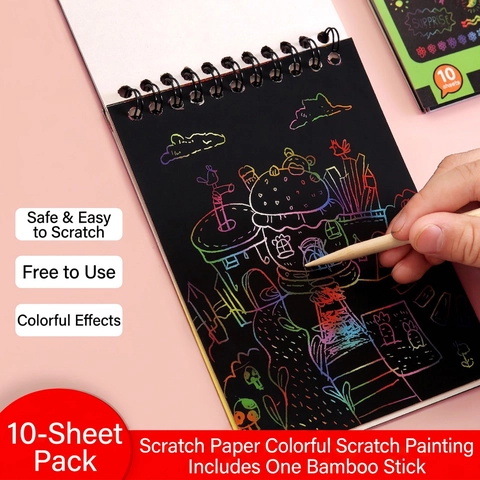 Cuaderno De Notas Para Rascar Colorido Arcoíris DIY Papel De Dibujo Encuadernación En Espiral Juguete Educativo Para Niños Con Herramienta De Madera