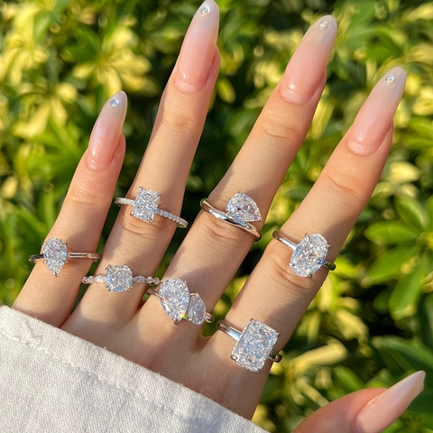 925 Sterling Zilveren Ring Voor Dames Luxe Ice Flower Cut Zirkonia Bruiloft Verloving Elegante Mode-Sieraden