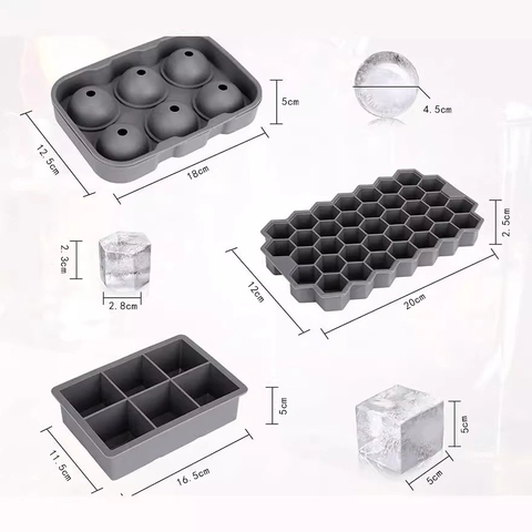 Silikon Eiswürfelform Kugel Quadrat Wabenform Totenkopf Für Whiskey Cocktails Wiederverwendbar Flexibel Leicht Zu Lösen