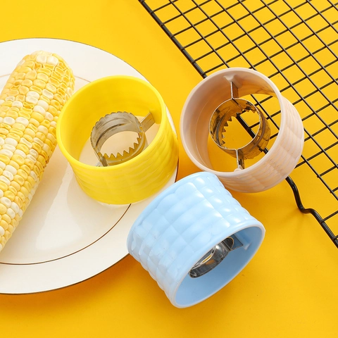 Manual Corn Stripper Peeler Stainless Steel Serrated Blade Plastic Rotating Shell Kitchen Tool For Fast Cob Kernel Removal