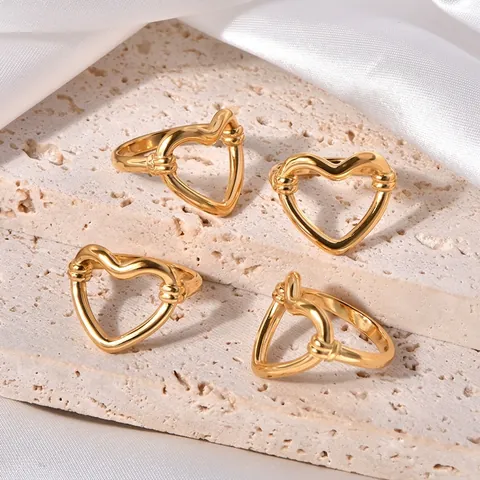 Anello in Acciaio Inossidabile a Forma di Cuore alla Moda per Donna Placcato in Oro Minimalista Anello a Scomparsa Gioiello