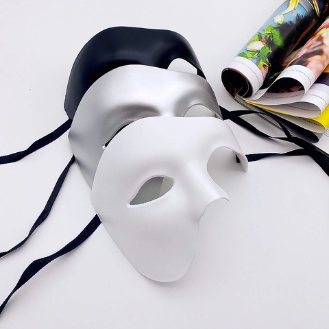 Maschera Mezza Faccia Mascherata Stile Fantasma Vintage Retro Plastica Uomo Adulto Cosplay Halloween Festa Accessorio