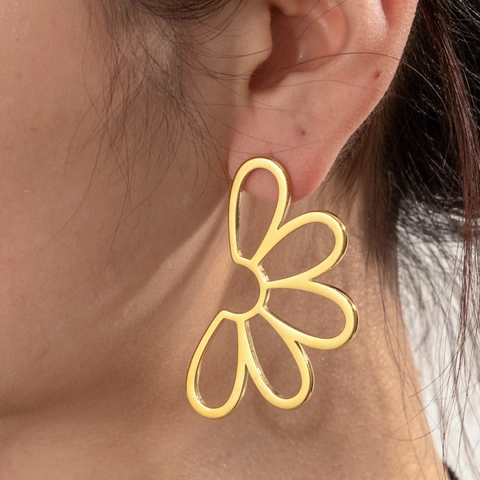 Orecchini In Acciaio Inossidabile Da Donna Moda Cuore Fiore Forme A Goccia Specchio Lucidato Stile Lusso Gioielli