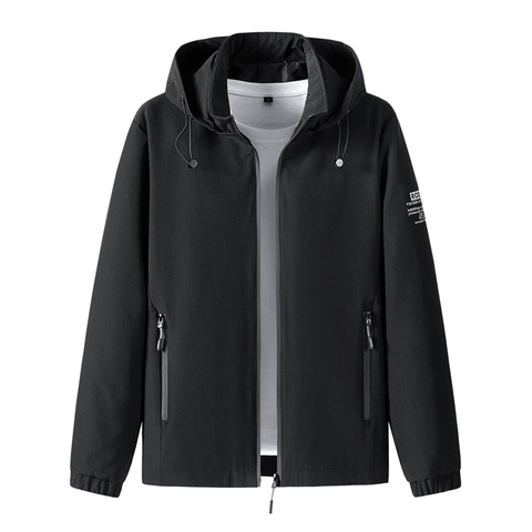 Veste Coupe Vent à Capuche pour Hommes Extérieur Athlétique Léger Manteau à Fermeture Éclair Avec Imprimé Lettres Printemps Automne
