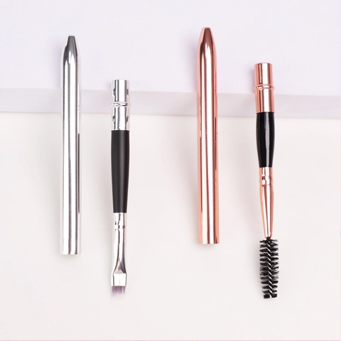 Draagbare Wenkbrauwborstel En Wimperspoolie Met Metalen Kap Uitschuifbare Make-Up Tool Voor Reizen Stofvrij