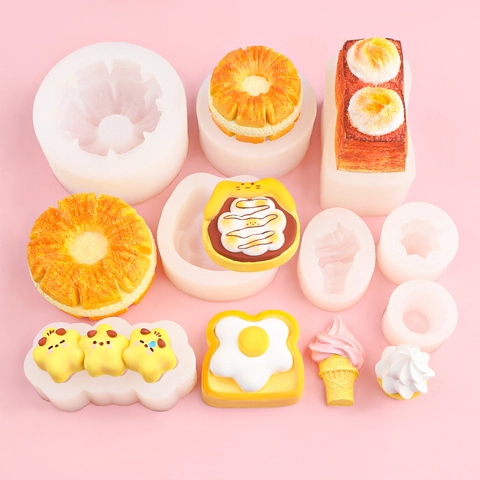 Silicone Mold Fried Egg Toast Ice Cream Bread Shape DIY Baking Cake Decorating Chocolate Candle Handmade Soap Resin Art