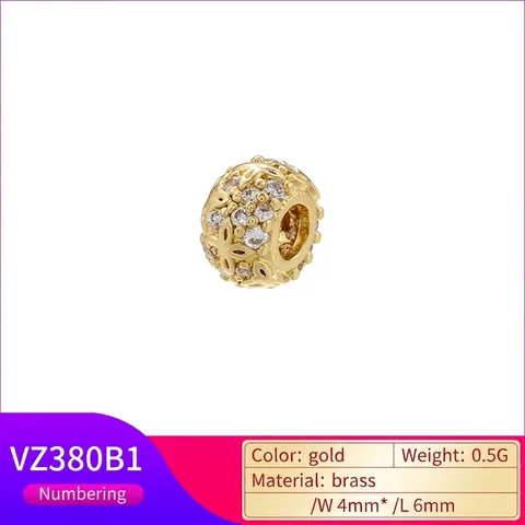 Hollow Flower Copper Spacer Beads With Cubic Zirconia For Jewelry Making Bracelet Charms Vintage Wheel Style