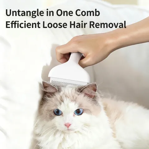 Pettine Per La Rimozione Dei Peli Per Animali Domestici Acciaio Inossidabile Denti A V Impugnatura Ergonomica ABS Spazzola Districante