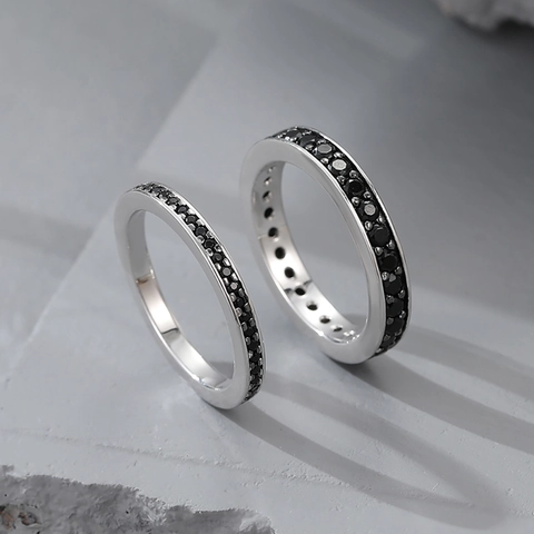925 Sterling Zilveren Eternity Band Ring Geometrische Zirkonia Ingelegd Minimalistische Trendy Handsieraden Voor Vrouwen Elegant