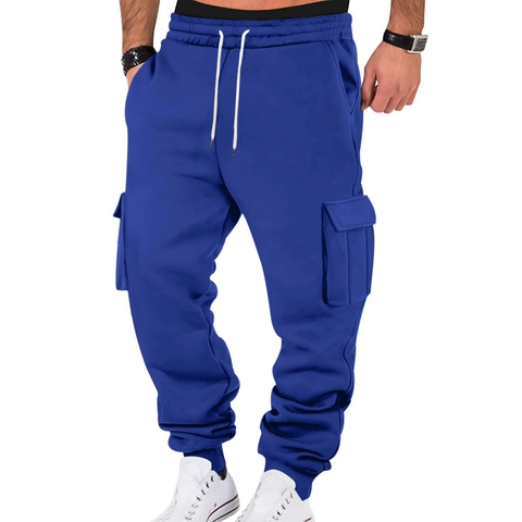 Men Cargo Jogger Sweatpants Fleece Lined Multi Pocket Drawstring Elastic Waist Casual Sports Athletic Trousers Streetwear
