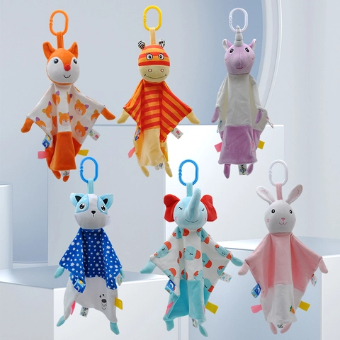 Baby Security Blanket Soft Plush PP Cotton Animal Elephant Soothing Towel Sensory Tags Teether Infant Newborn Gift