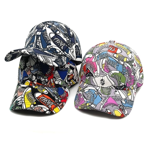 Honkbalpet Graffiti Sneaker Print Polyester Zonbescherming Verstelbaar Streetwear Mode Voor Heren En Dames