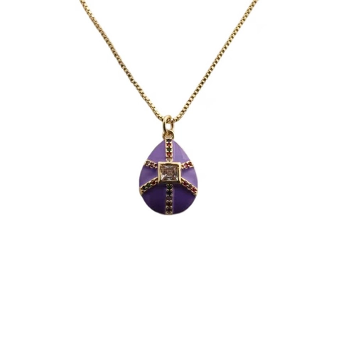 Collar Colgante Gota Agua Esmalte Vintage Cobre Bañado Oro Joyas Circonita Colores Para Mujer Moda Simple