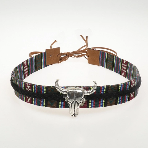 Vintage Western Cowboy Hat Band Decorative Leather Metal Bull Head Strap For Men Women DIY Hat Belt Accessory