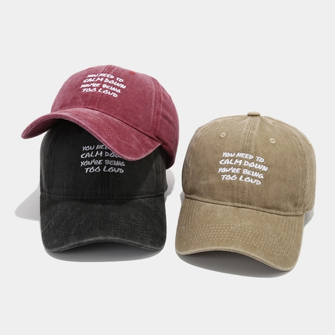 Washed Cotton Baseball Cap Vintage Distressed Letter Embroidery Adjustable Sun Hat For Men Women Casual Streetwear Style