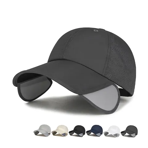 Outdoor Zonbescherming Baseballpet Met Uitschuifbare Zijkanten Sneldrogend Ademend Polyester Verstelbare Sportmuts