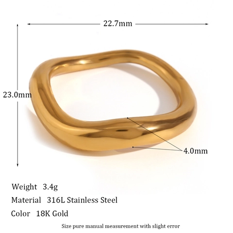 Anillo de Dedo de Acero Inoxidable Chapado en Oro de 18K Moda Diseño Ondulado Irregular para Mujer Joyería Geométrica Minimalista