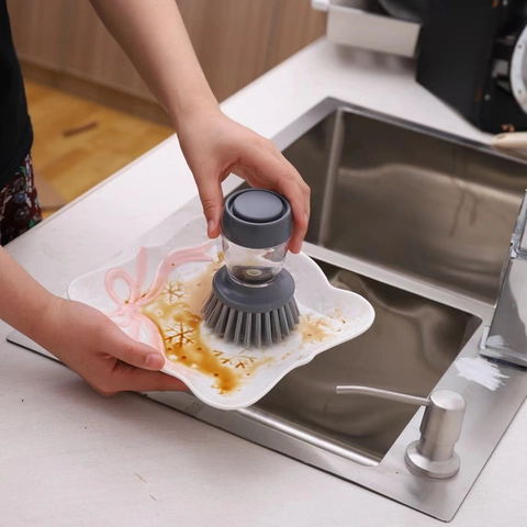 Automatische Zeepdispenser Potborstel Keuken Afwasborstel Met Vervangbare Spons En PET Borstelkop Handheld