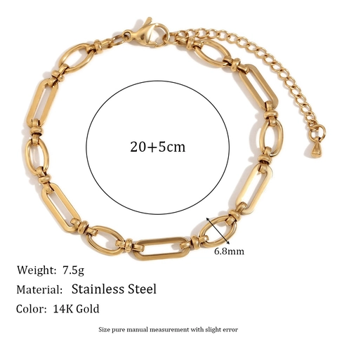 Edelstahl Büroklammer Gliederkette Fußkettchen 14K Vergoldet Einfach Geometrisch Oval Verstellbar Damen