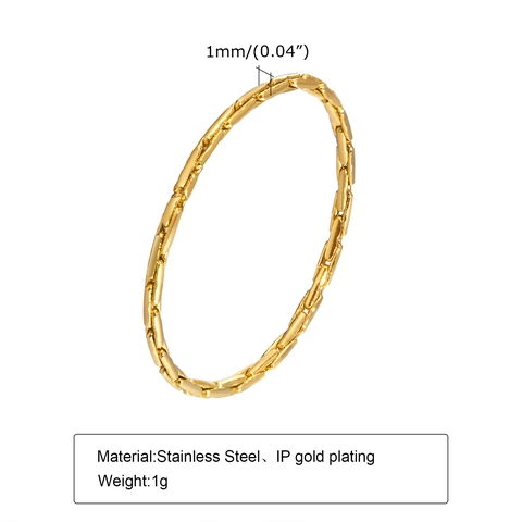 Minimalistischer Ultra Dünner Bambus Struktur Edelstahl Vergoldeter Ring Für Damen Stapelbarer Schlichter Glanz Polierter Schmuck