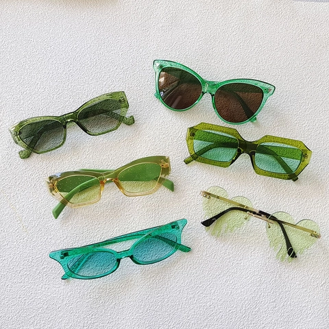 Πράσινα Γυαλιά Ηλίου Μόδας Vintage Retro UV400 Οβάλ Cat Eye Γεωμετρικό Πλαίσιο Ρητίνη Οξική Για Άνδρες Γυναίκες
