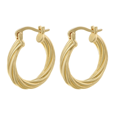 Boucles D'oreilles Créoles Torsadées Style Français Vintage Laiton Forme C Spirale Évidée Bijoux Pour Femmes