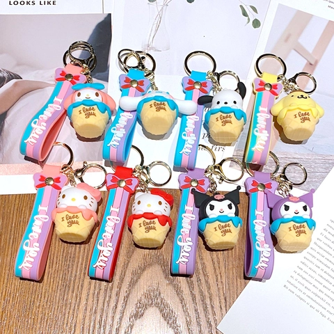 Μπρελόκ Χαρακτήρων Sanrio Κινούμενα Σχέδια Παγωτό Kuromi Hello Kitty Cinnamoroll My Melody Cupcake Μπρελόκ Αυτοκινήτου Κρεμαστό Τσάντας Δώρο