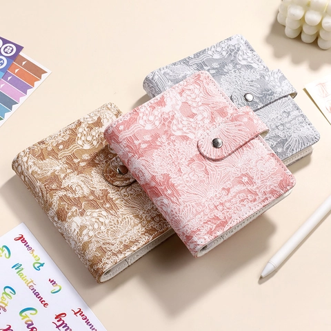 Taccuino a Fogli Mobili Jacquard in Stile Cinese Tradizionale Agenda Diario in Pelle PU Raccoglitore per Budget Forniture per Ufficio