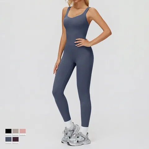 Dames Yoga Jumpsuit Geborsteld Polyester Spandex Bodysuit Rugloos Gekruiste Bandjes Slim Fit Activewear