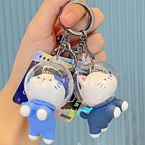 Cartoon Weltraumkatze Astronaut Und Pixel Bär Schlüsselanhänger Silikon PVC Anhänger Mit Helm Für Rucksack Deko