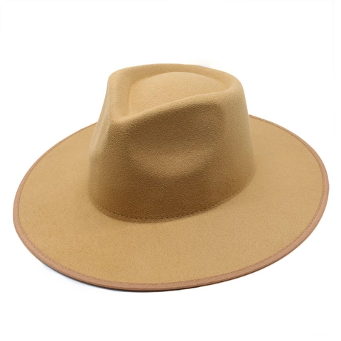 Vintage Fedora Hat Wide Brim Cotton Polyester Felt Jazz Cap With Bound Edge Retro British Style For Men Women