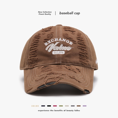 Cappello Da Baseball Distressed Puro Cotone Soft Top Ricamo Lettera Vintage Stile Retrò Regolabile Cappello Da Sole Unisex