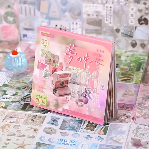 Ästhetisches Aufkleberbuch Dreamcore Stil Material Scrapbooking Journaling Dekoration Matte Glänzende Folie DIY Papier