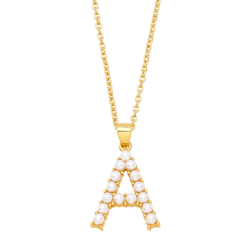 Collana Con Ciondolo Lettera Iniziale Rame Imitazione Perla Artificial Placcato Oro Gioielli Per Donna