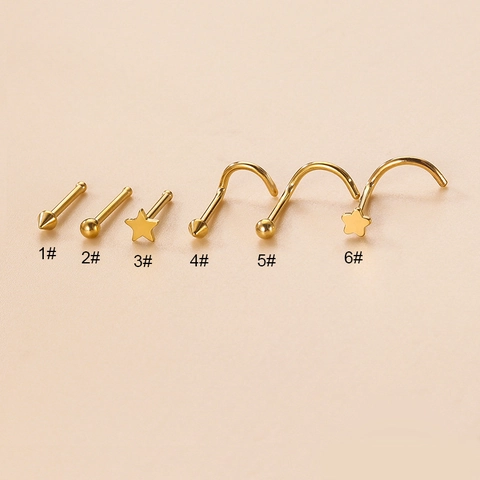 Étoile Boule Cône En Acier Inoxydable En Forme De Nez Droit Et En L Piercing Bijoux Pour Femmes Et Hommes