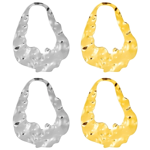 Collar Colgante Hueco Textura Martillada Irregular Acero Inoxidable 304 Bañado En Oro 18K Abstracto Único Minimalista