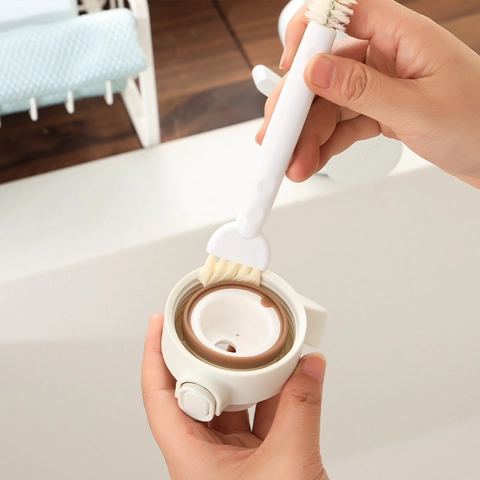 Spazzola Per Pulizia Ruotabile Multifunzionale A Doppia Testa Plastica Nylon Per Coperchio Tazza Bottiglia Fessura Cucina