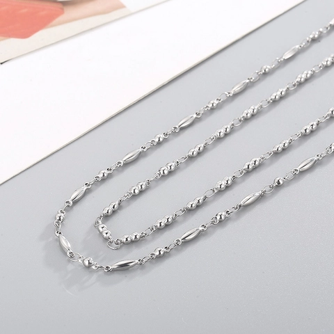 Collier Chaîne À Billes En Acier Inoxydable Minimaliste Pour Hommes Femmes Base De Bijoux DIY Style Simple Et Élégant