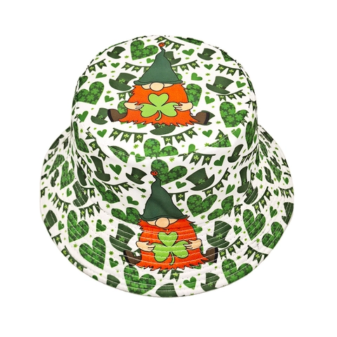 St Patricks Day Vissershoed Met Klaver En Gnome Print Polyester Zonbescherming Ademend Festival Voor Dames En Heren