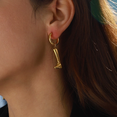 Orecchini A Cerchio Con Pendente A Stivale Da Cowgirl Placcati Oro 18K Acciaio Inossidabile Impermeabile Per Donna