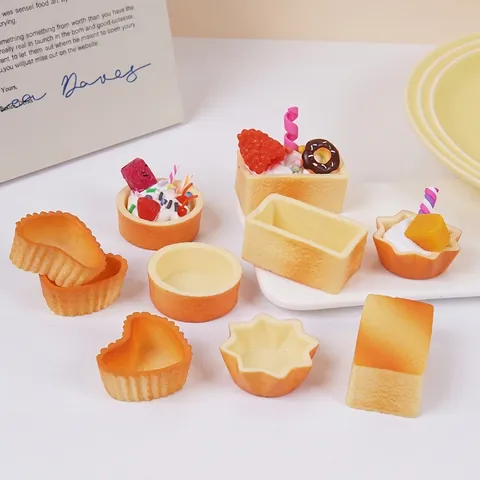 Simulation Cake Tart Shells DIY Food Play Models PVC Decorative Dessert Containers Pretend Play Kitchen Toys Handmade
