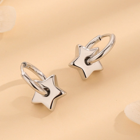Ster Hanger Huggie Hoop Oorbellen Roestvrij Staal Titanium 18k Verguld Minimalistische Geometrische Sieraden Voor Dames