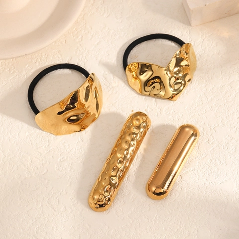 Edelstahl Gehämmerte Metall Haarklammern Elastische Haarbänder Geometrisch Minimalistisch Gold Accessoires Damen