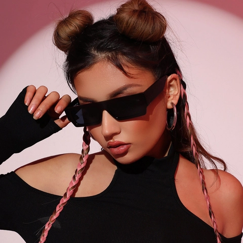 Retro Rechteckige Sonnenbrille Quadratischer Rahmen UV Schutz PC Material Mode Brille Für Damen Herren Streetwear