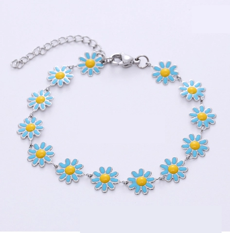 Bracciale Fiore Di Margherita Acciaio Inossidabile Smalto Goccia D'olio Regolabile Dolce Colorato Gioielli Floreali Donne
