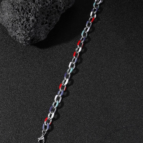 Bracciale A Catena In Acciaio Inossidabile Minimalista Smalto Colorato Cuore Girasole Cerchi Intrecciati Gioielli