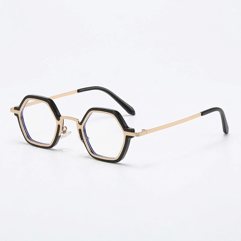 Occhiali Anti Luce Blu Esagonali Retro Montatura Ottica Poligonale In Metallo E Plastica Leggeri Unisex